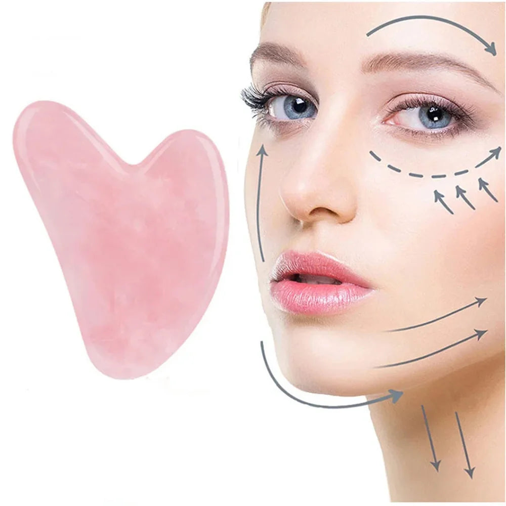 Natural Stone Jade Gouache Scraper Rose Quartz Facial Gua Sha Tools Face Lifting Massager Firm Skin Care Guasha Board Massager